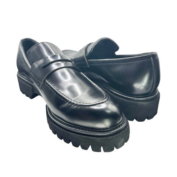 Steve Madden | Men | Ronen Solid Black Leather Classic Chunky Loafers | Sz 7.5 M - Picture 2 of 14